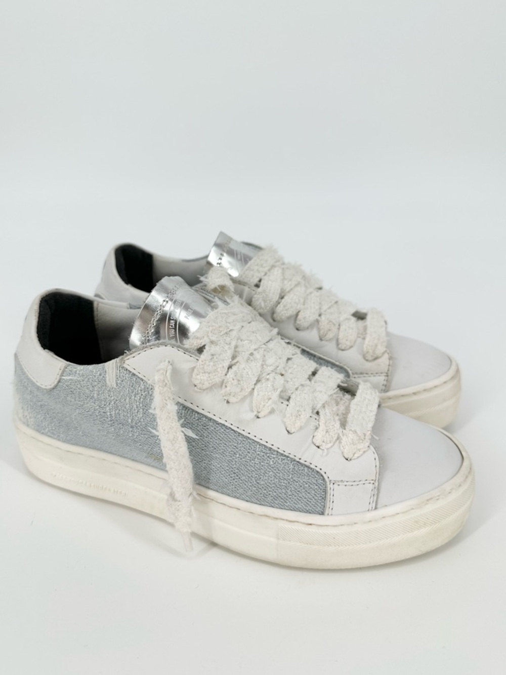 P448 Thea Platform Sneakers Light Blue Denim White